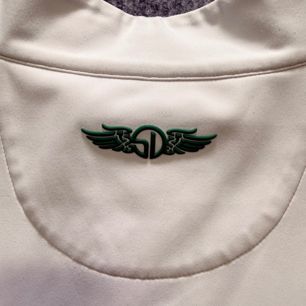 Straight Down‎ Mens XL White Green Quarter Zip Golf Pullover Performance Shirt - Picture 9 of 11